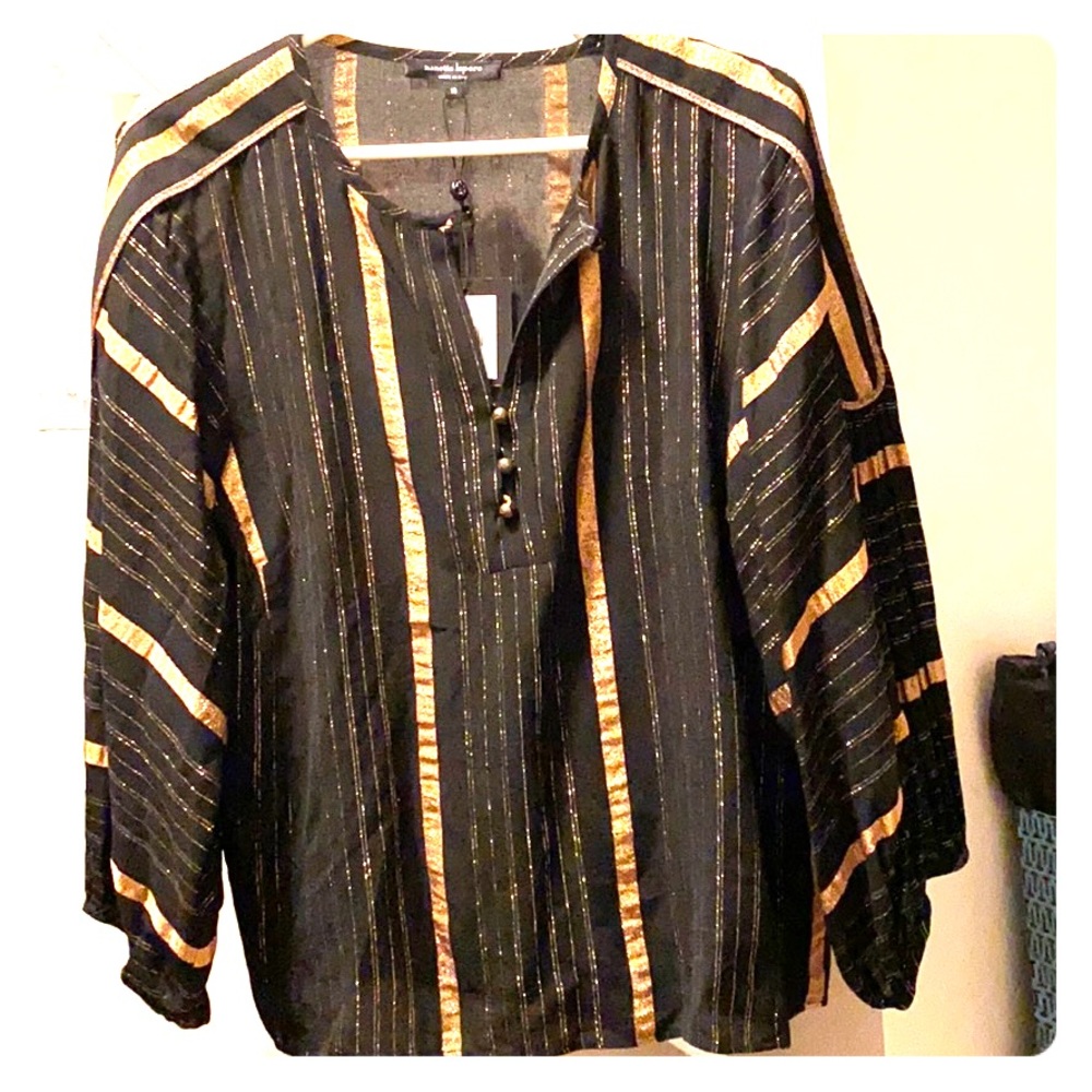 Nanette Lepore Black/Gold stripe top